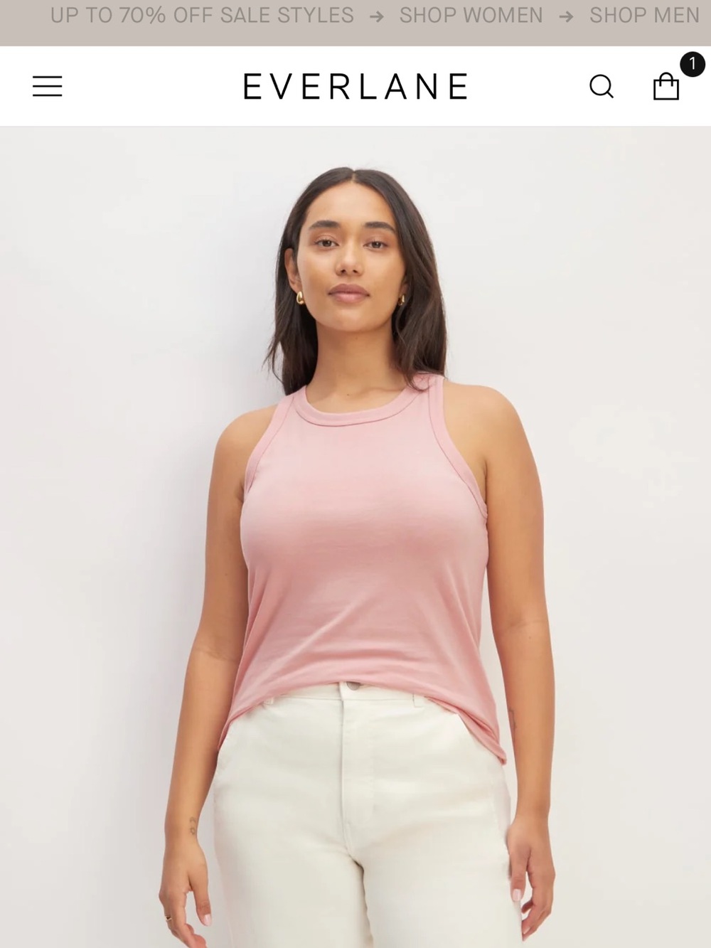 Women’s Everlane Tank in Essential Cotton, Rose Pink, Small